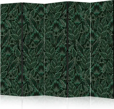 Obrázek produktu pro Paraván jednostranný Květiny 225x172 cm 5dílný zelený