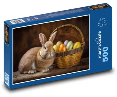 Obrázek produktu pro martinpuzzle - Puzzle 500 - Velikonoční košík - králíček, zajíc