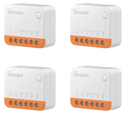 Produktbild von SONOFF MINIR4 Wlan Smart Schalter 2 Wege 4PCS - Smarte Lichtschalter mit Timing-Funktion, Relay Split Mode, 2.4G WiFi, Neutralleiter erforderlich, Funktioniert mit Alexa/Google Home/eWeLink App