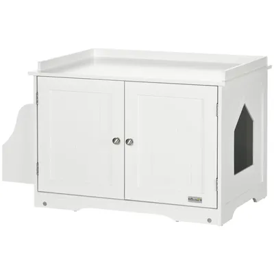 Produktbild von Katzenschrank Katzentoilette mit verstellbarer Trennwand und Magnettüren,86x48x52cm für stilvolle Katzenhaltung
