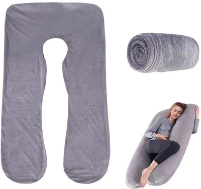 Produktbild von Unyqoos® Grau maschinenwaschbarer U‑förmiger Kissenbezug für Schwangerschaftskissen 140 x 80 cm – weich, mit Reißverschluss