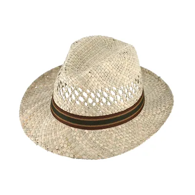 Produktbild von Fiebig Strohhut Fedora natur mit gestreiftem Ripsband Natur Gr. 59