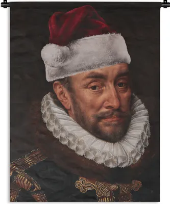 Produktbild von MuchoWow® Wandteppich Wandbehang Wilhelm von Oranien - Adriaen Thomasz - Weihnachtsmütze 150x200 cm Tapisserie Dekoration Wandtuch - Wandaufhängung - Moderner