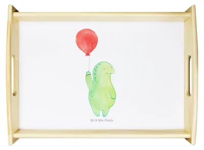 Produktbild von Mr. & Mrs. Panda Tablett Schildkröte Luftballon - Weiß - Geschenk, Schildkröten, Ballon, Serviertablett, Jahrmarkt, Servier, holz, Motivation, Holztablett, Sofa