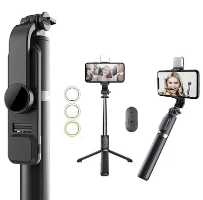 Statyw do telefonu, selfie stick, kijek, LED, pilot bezprzewodowy - SelfieStick