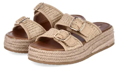 Productafbeelding van Tamaris dames espadrille slippers, beige, textiel, maat: 42