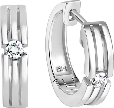 Produktbild von V Creolen 925/- Sterling Silber 17mm weiß Zirkonia weiß 471210040