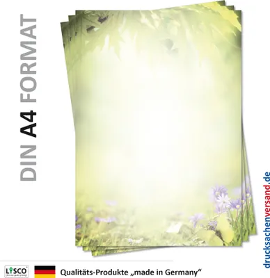 Produktbild von Motiv Briefpapier (Natur-5127, DIN A4, 100 Blatt) grüne bunte Sommerwiese Gras bunte Blumen Motivpapier Laub Blätter