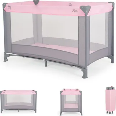 Produktbild von Moni Reisebett, Laufstall Solo Faltmatratze, Aufbewahrungstasche, faltbar pink