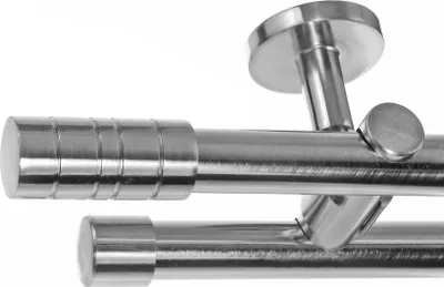 Produktbild von Edelstahl Look Gardinenstange Ø 20mm Deckenträger 2-läufig zweiläufig Deckenbefestigung Zylinder D41 E34E30 RR