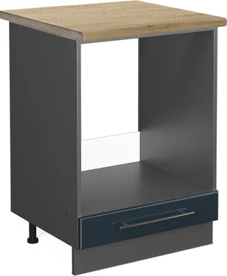 Produktbild von Herdumbauschrank Vicco Fame-Line Dunkelblau Hochglanz 60 cm , AP Eiche, Model 48819