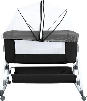Imagen del producto de Cuna auxiliar para bebé con colchón, ajustable en altura e inclinación, de 80x40 cm