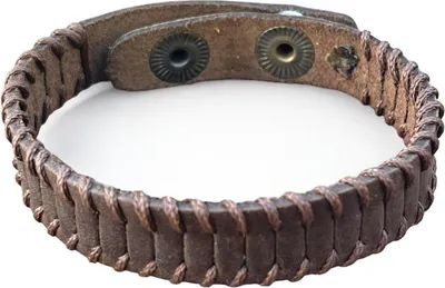 Obrázek produktu pro Jednoduchý kožený náramek s nití, hnědý, 20 cm