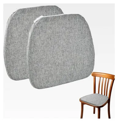 Produktbild von 2er Set Stuhlkissen 40x42x3cm mit Bändern, Abnehmbarer Bezug mit Reißverschluss, Waschbare Sitzkissen rutschfest, Stuhlauflage