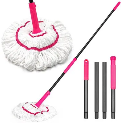 Productafbeelding van Ibenzoa® Dweil met automatische uitknijpfunctie – 45 cm microvezelkop, steel 140 cm, zachte schuurbuffer, herbruikbaar voor hout en tegels