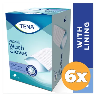 Produktbild von TENA Wash Glove (mit Folie) - Waschhandschuh - Karton 6x 175 Stk.