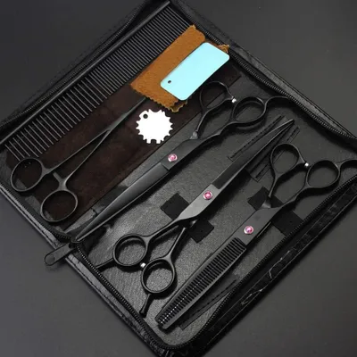 Productafbeelding van Linkshandige kappersschaar, effileerschaar, professionele kappersset, 7-inch set