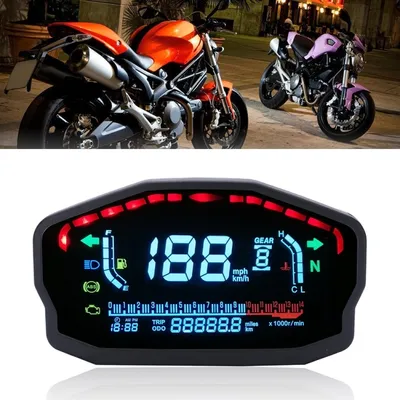 Obrázek produktu pro Speedpark Univerzální motocykl modifikovaný LCD rychloměr Digitální Podsvícení Průtokoměr