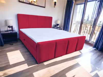Produktbild von Boxspringbett OSLO II 180 x 200 cm Amor Velvet 2232 Rot Bett mit zwei Bettkästen und H2 Matratze,Komplett-Set mit Matratze und Topper