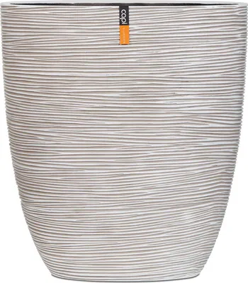 Zdjęcie produktu dla Capi Europe - Wysoka owalna donica Rib - kość słoniowa - 14x32x17