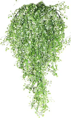 Zdjęcie produktu dla 80 cm sztuczna wisząca roślina Ivyplant Wisząca roślina Rattanowy kosz biały