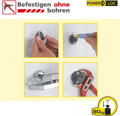 Image de Wenko Power-Loc® Kit de toilettes Laceno
Kit de toilettes de haute qualité en acrylique. Doté d'un récipient amovible en acrylique satiné. Fixation extrêmement solide sur toutes les surfaces portantes telles que les carrelages, les pierres naturelles, le verre, le béton, le métal, le bois, de nombreux plastiques, etc. Essayez-le