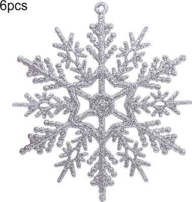 Produktbild von 6pcs 10 cm DIY Künstliche Glitzer Schneeflockenhänge -Ornamente Weihnachtsbaumdekoration-Silber