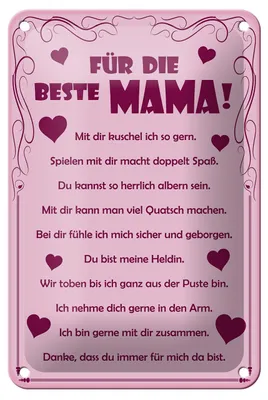 Produktbild von Blechschild Spruch 12x18cm Für die beste Mama