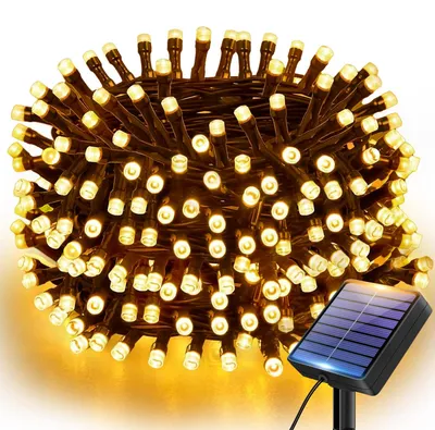 Solar-Lichterkette, IP65, 8 Modi, 60 LEDs, warmweiß, 6 m