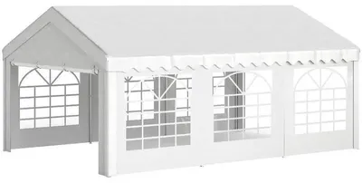 Image de Tente de réception - Tente de jardin 6 x 4 x 2,8 mètres - Polyéthylène - 8 fenêtres - Structure en acier galvanisé - Couleur vert armée