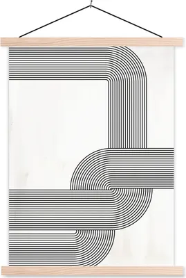 Produktbild von MuchoWow® Textilposter Abstrakt - Schwarz - Weiß 40x53 cm mit holzfarbenen Rahmen - Schlafzimmer