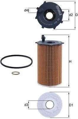 Produktbild von Ölfilter MAHLE OX 417D Filtereinsatz für KIA SORENTO III für HYUNDAI SANTA FÉ II (CM)