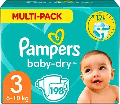 Produktbild von Pampers Baby-Dry Windeln – Größe 3 (6–10 kg) – 198 Windeln - 1 Stück