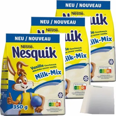 Produktbild von Nesquik Vanille 3er Pack (3x 350g Packung) + usy Block
