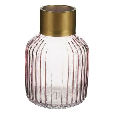 Produktbild von Vase Streifen Rosa Gold Glas (12 x 18 x 12 cm)