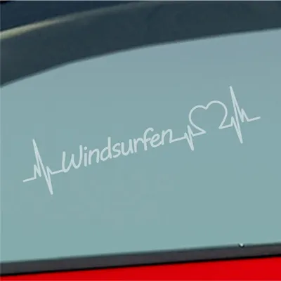 Produktbild von Auto Aufkleber Windsurfen Herzschlag Wassersport Surfen Sport Liebe 19x5 cm Milchglas Sticker Heckscheibenaufkleber