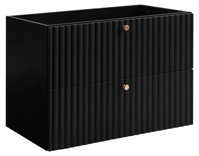 Produktbild von Badezimmer-Hängeschrank mit Waschbeckenaussparung 80 schwarz, Griffe in drei Farben, 80 x 44,4 x 57 cm
