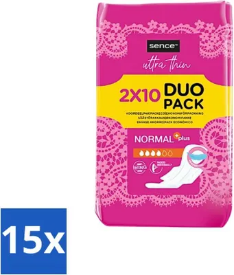 Produktbild von Sence - Normal - Damenbinden - Ohne Flügel - 2 x 10 Damenbinden - Vorteilspack - 15 Stücke