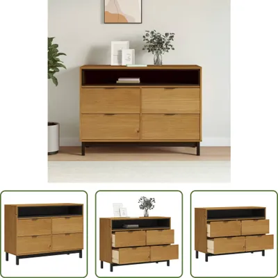 Produktbild von The Living Store Schubladenschrank FLAM 110x40x80 cm Massivholz Kiefer