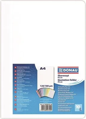 Obrázek produktu pro Plastové rychlovazače DONAU A4, bílé, 10 ks