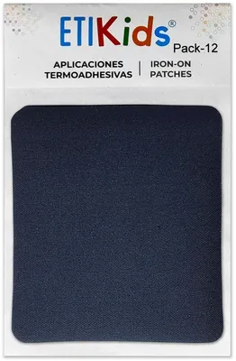12 Aufbügel-Patches, marineblau, 8,7 x 10 cm, Reparaturstoff