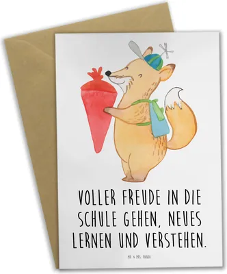 Produktbild von Mr. & Mrs. Panda babykarte Schulanfang Freude - Weiß - Geschenk, Zuversicht, Trost, verstehen, einladungskarten, genesungskarte, Neugier, Grußkarten, osterkarten, Mut