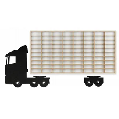 Zdjęcie produktu dla ArtTwist Witryna na modele samochodów – drewniana witryna kolekcjonerska  z 80 przegrodami – organizacja witryna na samochody Wisząca 78,5 cm x 40 cm x 4 cm – drewniana kaseta do dekoracji ściennych i organizacji (LKW 018CL)