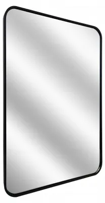 Image de Miroir mural Styler Nira, dimensions 50 x 70 cm, design asymétrique avec cadre en aluminium noir