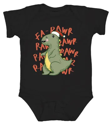 Zdjęcie produktu dla Świetny prezent świąteczny dla dziecka: body z motywem "Fa Rawr" (słodny dinozaur), idealne na Boże Narodzenie, kolor czarny, rozmiar 6/12 miesięcy