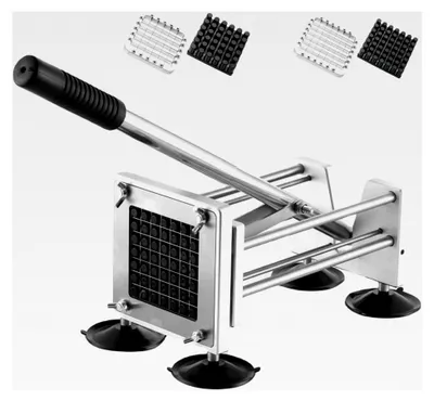 Produktbild von Kartoffelschneider, Pommes Frites Schneider aus Edelstahl, mit 1/2 Zoll und 3/8 Zoll Ersatzklinge, geeignet für Kartoffeln, Zwiebeln, Karotten und Gurken