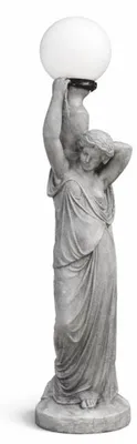 Immagine prodotto di Casa Padrino Lampada da giardino in stile Art Nouveau Scultura Donna Grigio / Bianco H. 120 cm