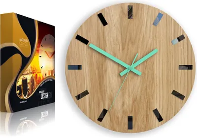 Produktbild von ModernClock,Eichenholz Uhr, wanduhr holz, wanduhr, Simple 33cm