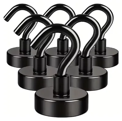 Obrázek produktu pro Magnetické háčky, instalace bez vrtání, vysoká nosnost, 6 kusů