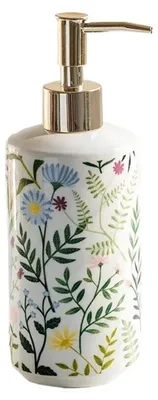 Image de Distributeur de savon en céramique avec motif floral, capacité de 430 ml